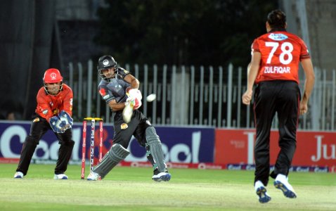 Sahibzada Farhan pulled a short delivery towards midwicket.JPG