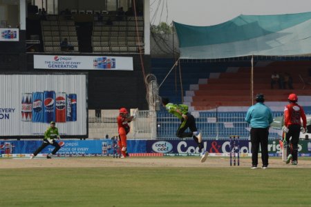 Muhammad Rizwan pulled away on the bowling of Umaid Asif.JPG