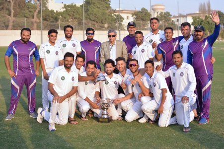 Khyber Pakhtunkhwa runners-up of the Quaid-e-Azam Trophy 2nd XI Tournament 2019 in a group photo.jpg