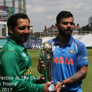 Sarfraz Ahmed and Virat Kohli before the 2017 Champions Trophy final