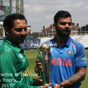 Sarfraz Ahmed and Virat Kohli before the 2017 Champions Trophy final