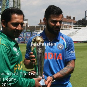 Sarfraz Ahmed and Virat Kohli before the 2017 Champions Trophy final