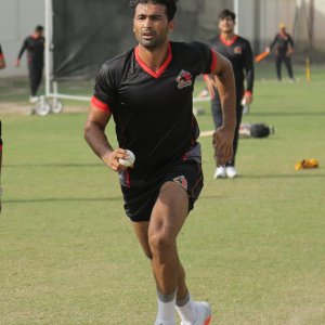 Sohail Khan practicing his bowling