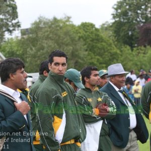 Umar Gul, Umar Akmal, Intikhab Alam (Manager), Waqar Younis (Coach)
