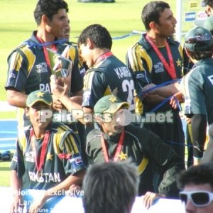 Pakistan team in the post match presentation of the 2009 T20 World Cup
