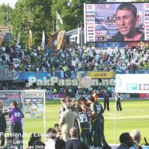 Younis Khan speaking at the post match presentation