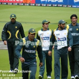 Members of the Pakistani team warm up