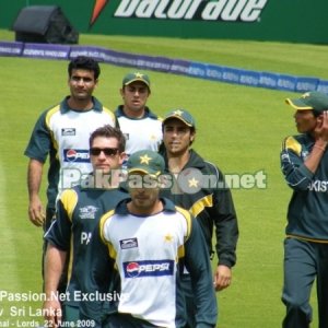 Members of the Pakistani team warm up