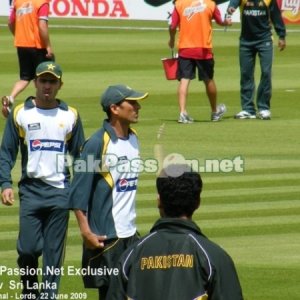 Members of the Pakistani team warm up