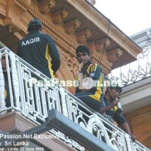 Players on Lord's balcony