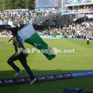 Shahzaib Hasan doing a lap of honour at Lord's