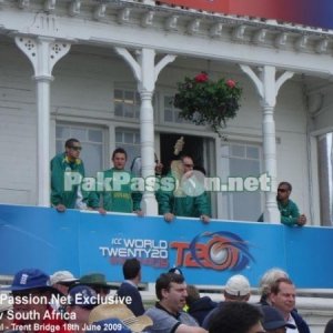 South African team at the Trent Bridge balcony