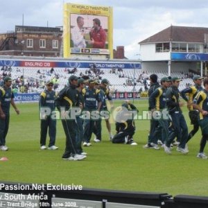 Pakistani Team warming up before the game