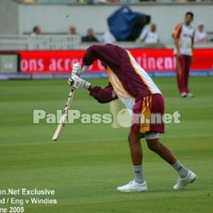 A West Indian player warming up