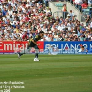 Umar Gul on his way to bowl another delivery