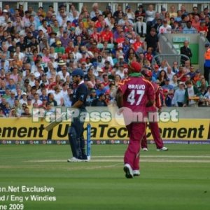 Ravi Bopara watches carefully from the non-strikers end