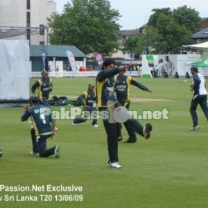 Pakistani team warming up before the game