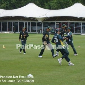 The Pakistani warming up at the Lords