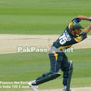 Younis Khan plays the ball straight down the ground