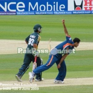 Irfan Pathan in his delivery stride