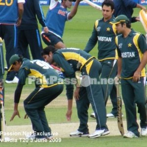 Sohail Tanvir and Mohammed Amir get a feel for the prepared surface