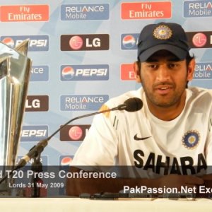 MS Dhoni talks to the media at Lords Press Conference