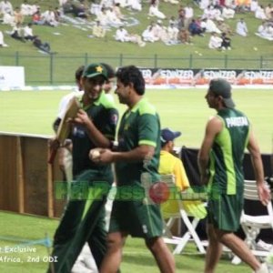 Shahzaib Hasan and Aaqib Javed with Abdur Rehman