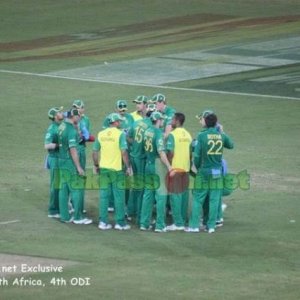 South Africa team huddle
