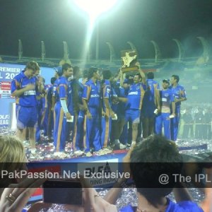 Rajasthan Royals Lift the IPL 2008 Trophy
