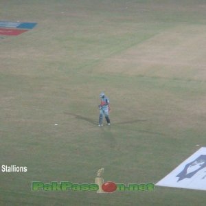 A Stallions player departs after getting out