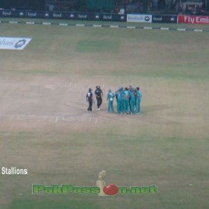 The Rawalpindi Rams team engages in a team huddle