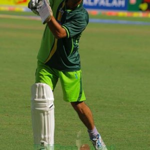 Abdur Rehman displaying his skill with the bat