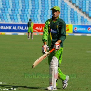 Junaid Khan practicing his batting