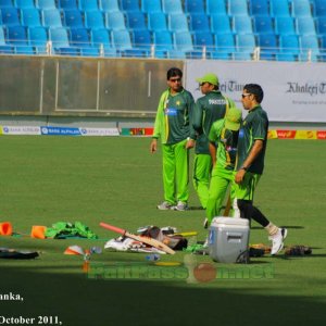 Mohsin Khan and Umar Gul during a practice session