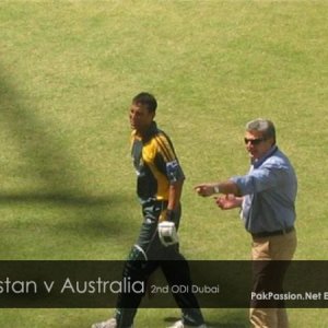 Skipper Younis Khan with an official