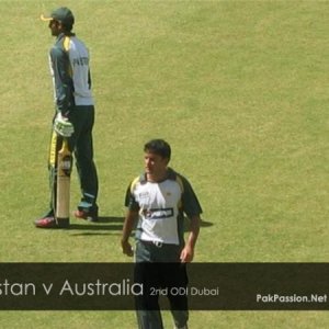 Yasir Arafat and Shoaib Malik practice before the start of the match