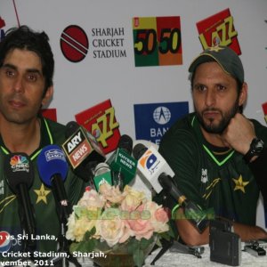 Captain Misbah-ul-Haq and Man of the Match winner, Shahid Afridi