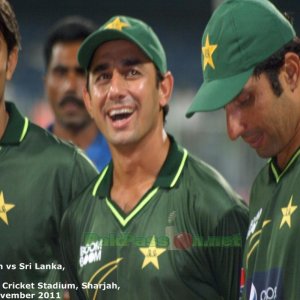 Saeed Ajmal and Misbah-ul-Haq are all smiles after a close win