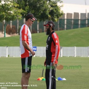 Andrew Strauss with Mushtaq Ahmed
