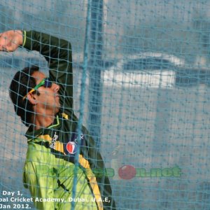 Saeed Ajmal bowling in the nets