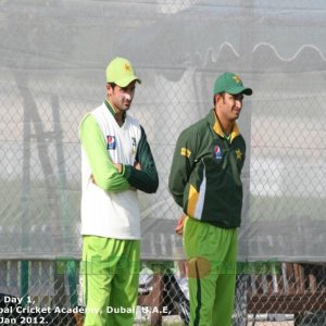 Aizaz Cheema and Junaid Khan during practice