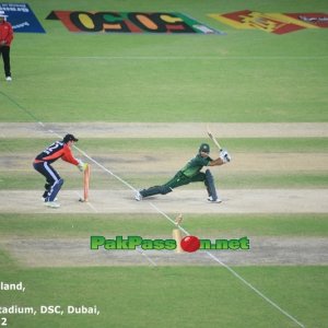 Mohammad Hafeez plays one through the offside