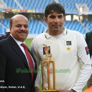 71. Misbah with Trophy
