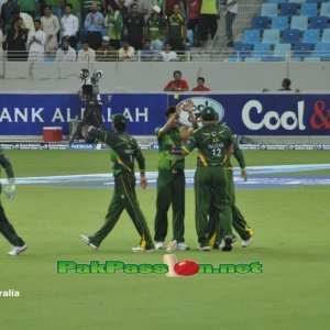 Raza Hasan's wicket celebration