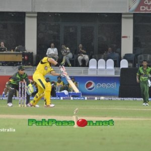 Austrlian batsman playing a shot