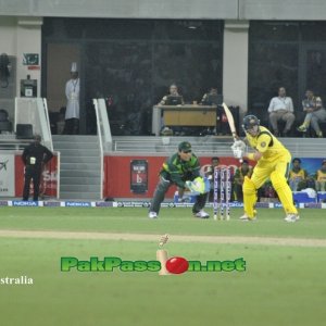 Austrlian batsman playing a shot