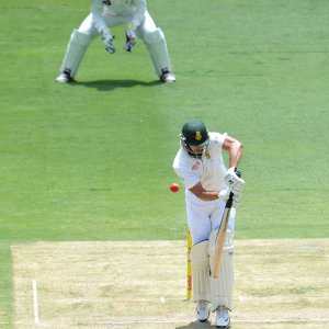 AB de Villiers is squared up as he defends