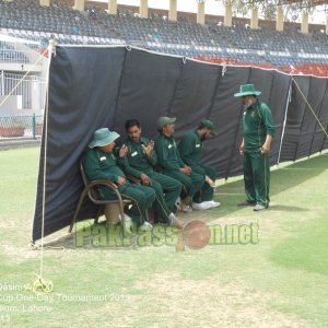 Ground staff at Gaddafi Stadium