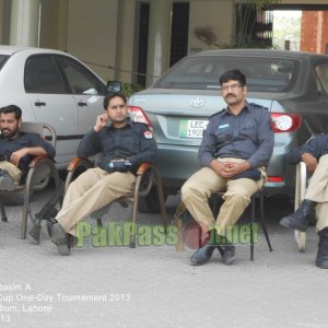 Police situated outside the Gaddafi Stadium