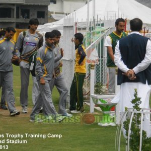 Pakistan players and coaching staff arrive at Abbottabad Stadium